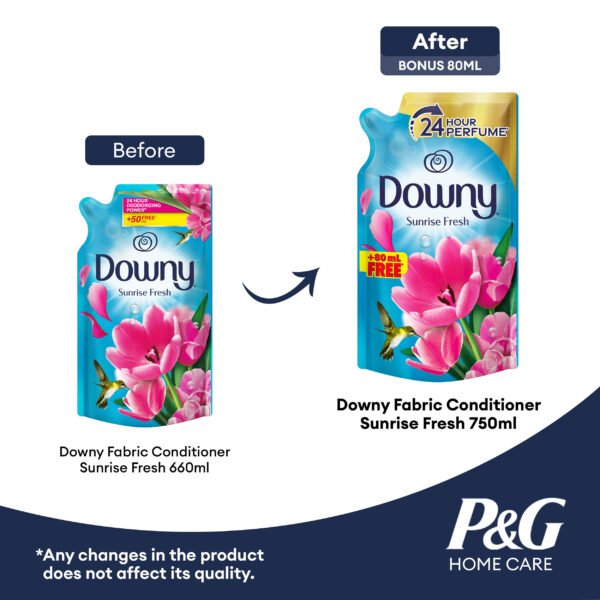 Downy Fabric Conditioner Sunrise Fresh Garden Bloom 750ml Refill (fabcon, fabric softener, fabric) - Image 4