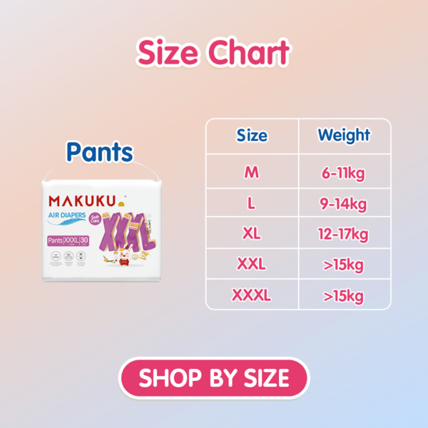 MAKUKU Air Diapers Advance Super Absorbent and Quick Dry Soft Care Diaper Pull-up Baby Pants Medium to XXXLarge Bundle of 2 - Image 14